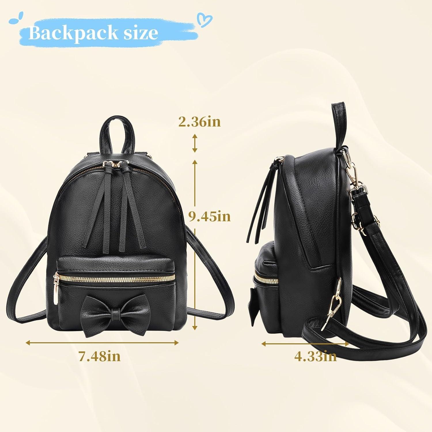 imageI IHAYNER Bowknot Mini Backpack Purse with Tassels Cute Small Backpack for Women Leather Little Bag Shoulder Bag for Ladies BlackLight Green