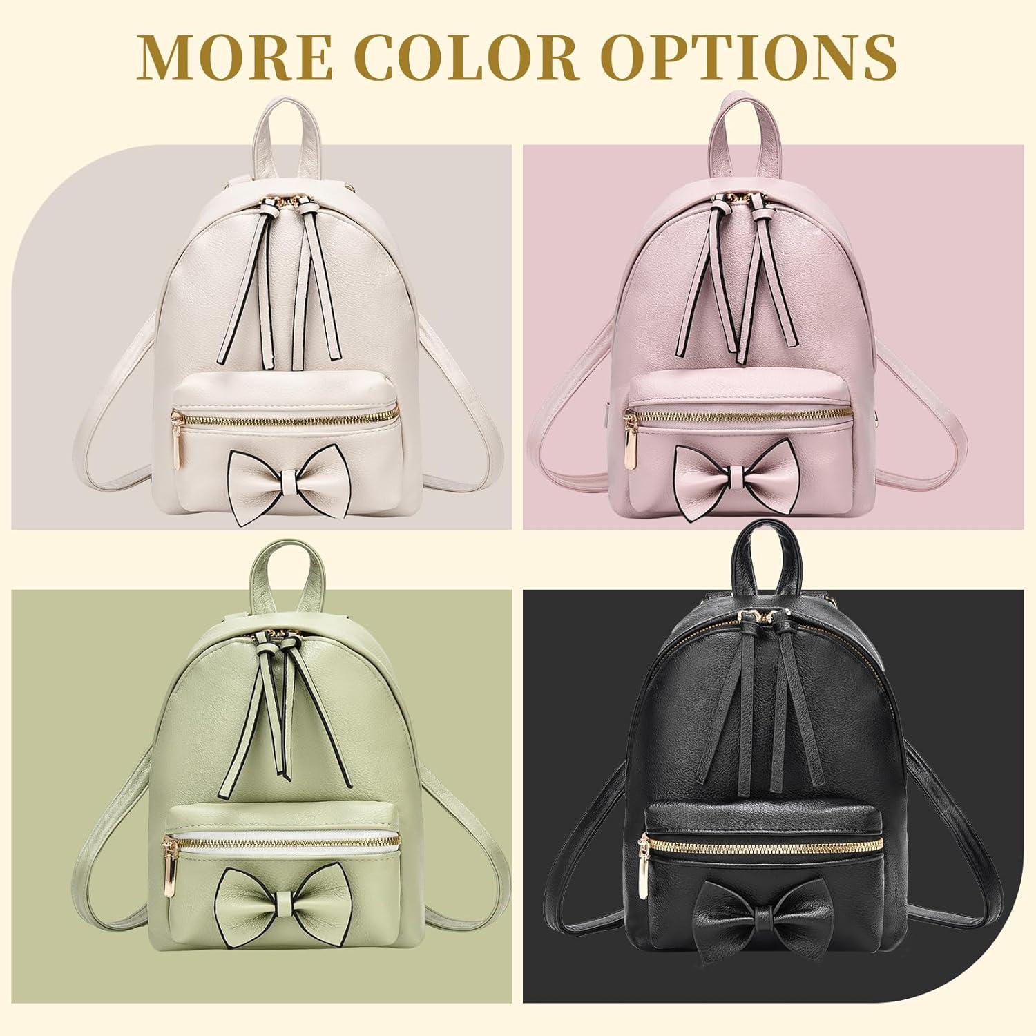 imageI IHAYNER Bowknot Mini Backpack Purse with Tassels Cute Small Backpack for Women Leather Little Bag Shoulder Bag for Ladies BlackLight Green