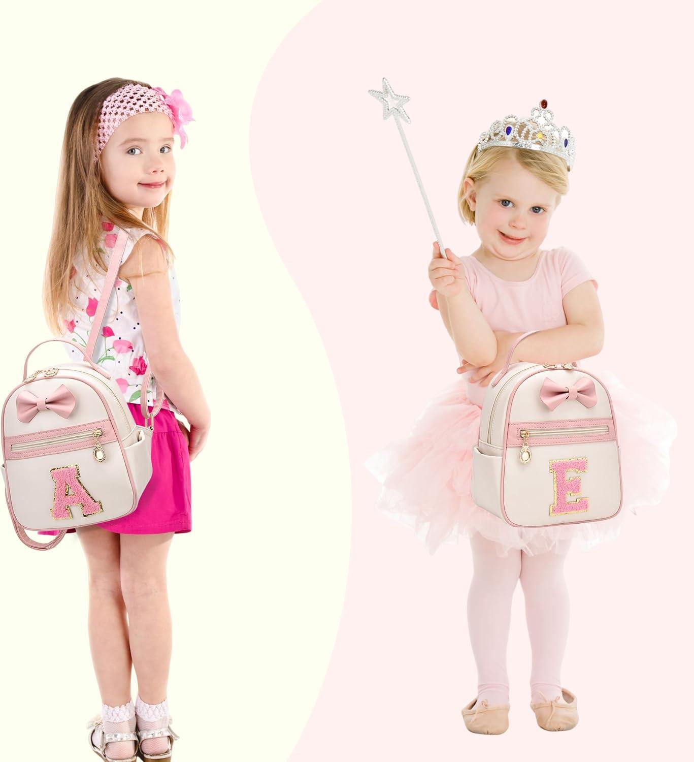imageI IHAYNER Girls Initial Bowknot Small Leather Backpack Cute Mini Backpack Personalized Trendy Stuff Gifts for Women PinkAPinkg