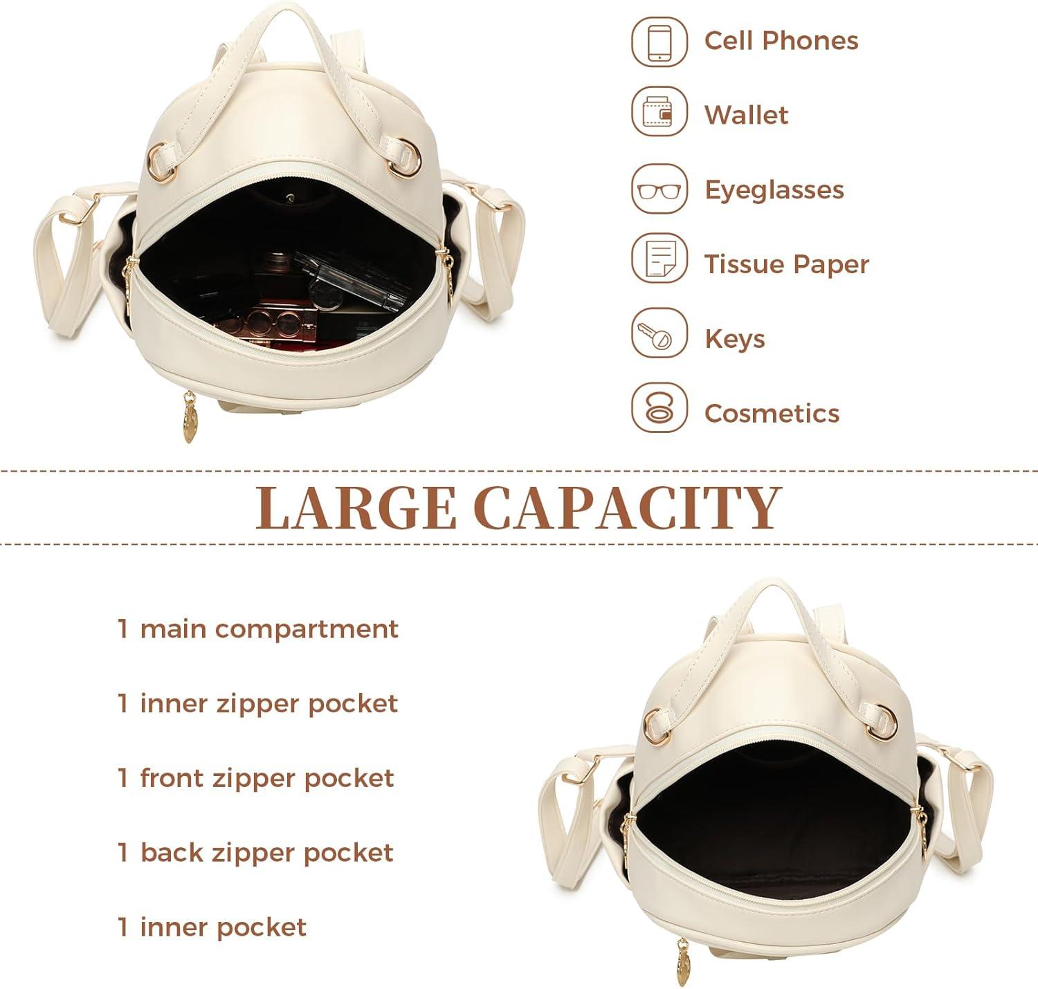 imageI IHAYNER Girls Mini Backpack Cute Bowknot Leather Backpack for Girls Designer Small Shoulder Bag Fashion Handbag for Women BrownPure Pink