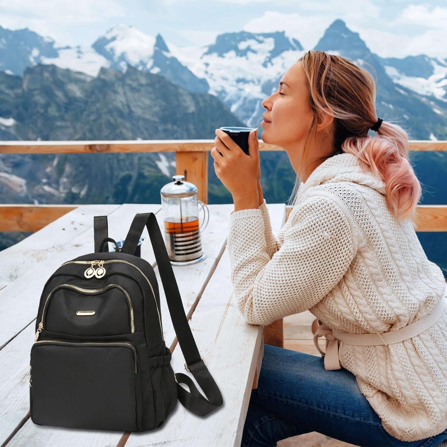 imageI IHAYNER Mini Backpack Purse Small Backpack for Women Lightweight Nylon Travel Bags Small Casual Daypacks for College Work Light GreenBlack