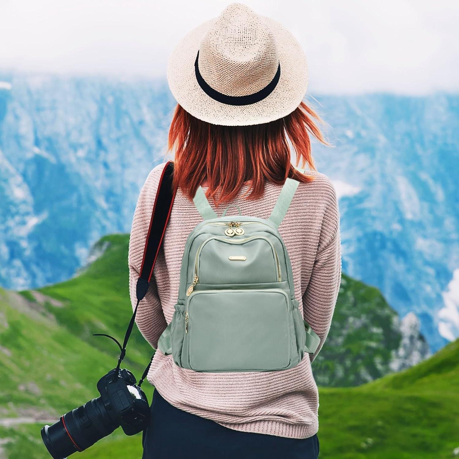 imageI IHAYNER Mini Backpack Purse Small Backpack for Women Lightweight Nylon Travel Bags Small Casual Daypacks for College Work Light GreenLight Green