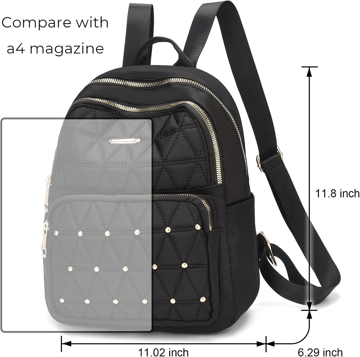 imageI IHAYNER Mini Backpack for Women Nylon Travel Purse Small Anti Theft Shoulder Bag Casual Lightweight Daypack With Rivets for Ladies BlackGrey