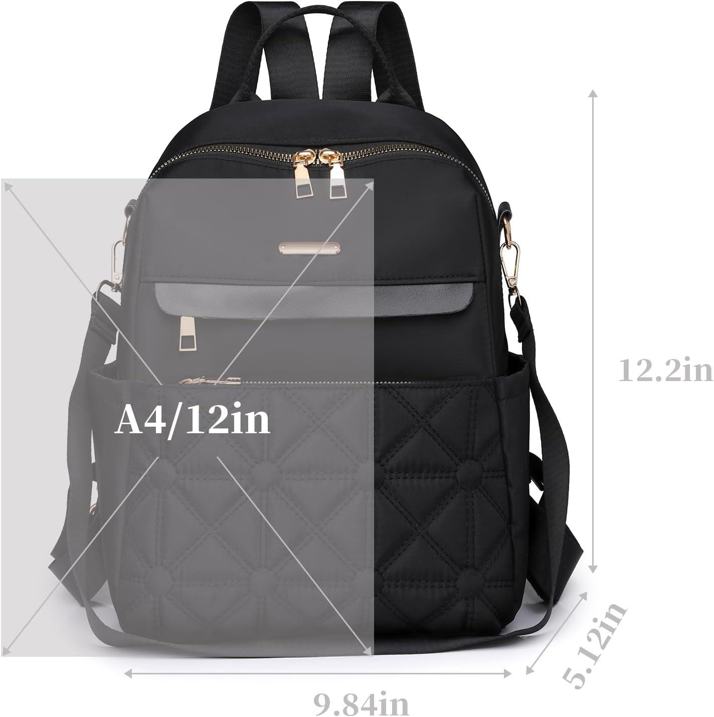 imageI IHAYNER Nylon Backpack Purse for Women Fashion Multipurpose Handbag Ladies Shoulder Bags Quilted Casual Travel Backpack BrownBrown
