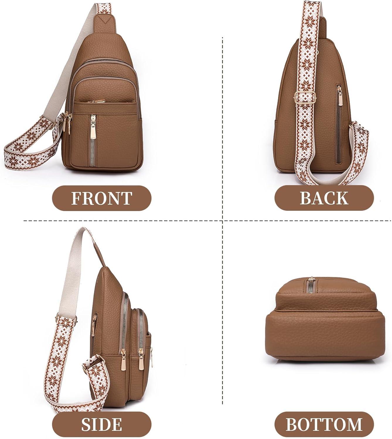 imageI IHAYNER Small Sling Bag for Women Vegan Leather Fanny Pack Crossbody Bag for Women Casual Daypack for Travel Chest BagGreen