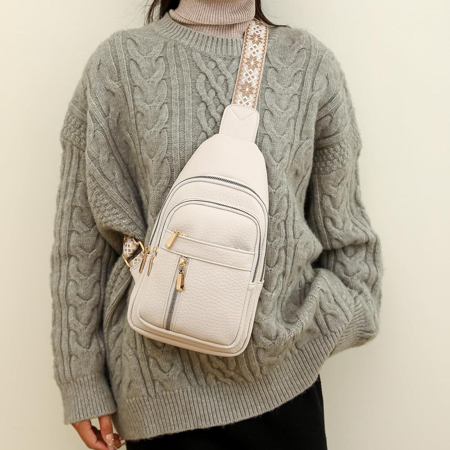 imageI IHAYNER Small Sling Bag for Women Vegan Leather Fanny Pack Crossbody Bag for Women Casual Daypack for Travel Chest BagGreen