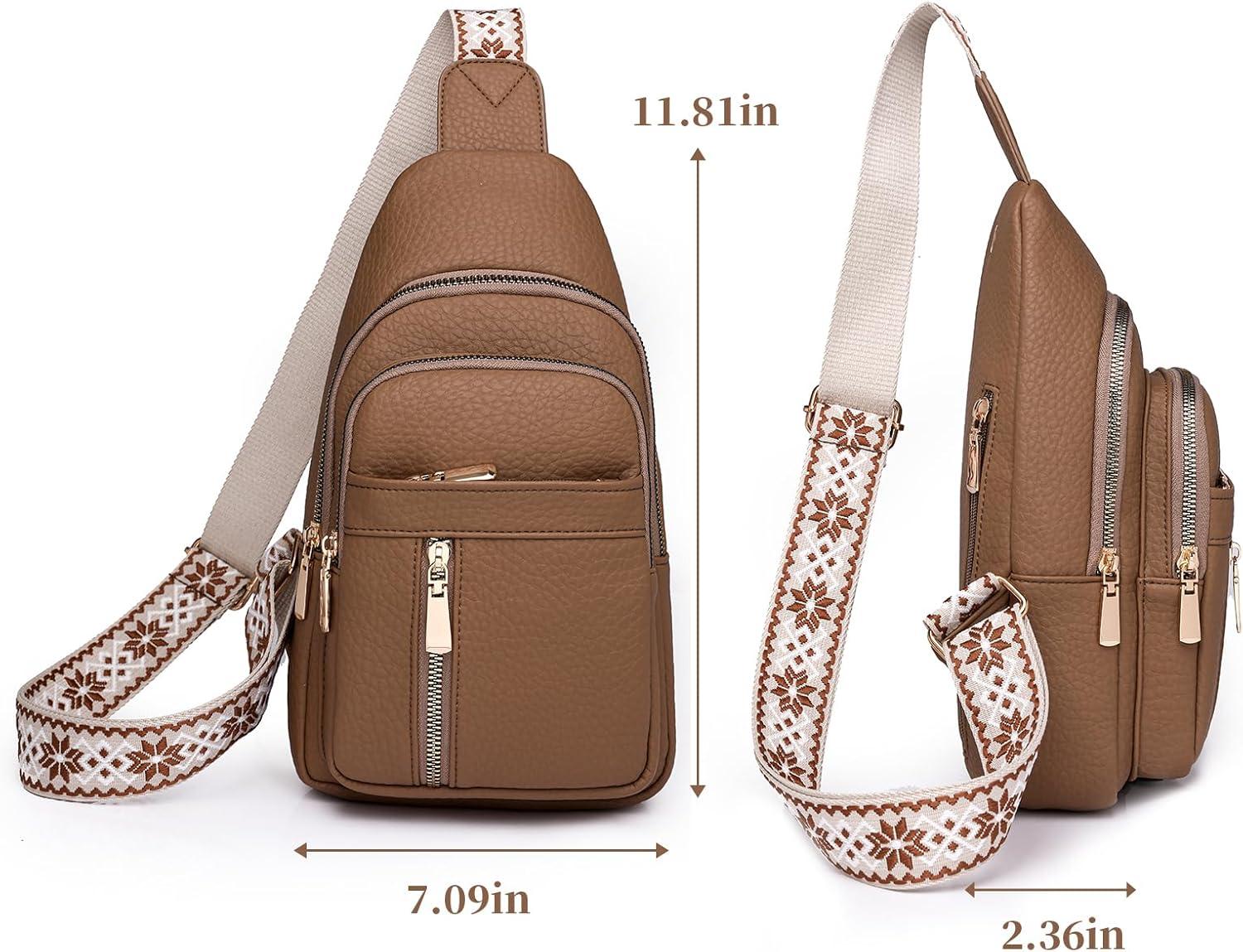 imageI IHAYNER Small Sling Bag for Women Vegan Leather Fanny Pack Crossbody Bag for Women Casual Daypack for Travel Chest BagGreen