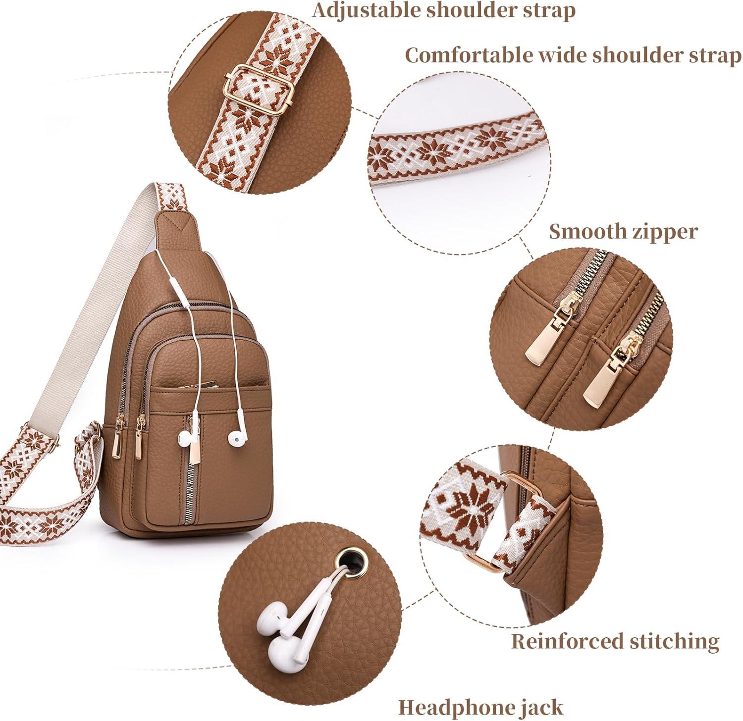 imageI IHAYNER Small Sling Bag for Women Vegan Leather Fanny Pack Crossbody Bag for Women Casual Daypack for Travel Chest BagGreen