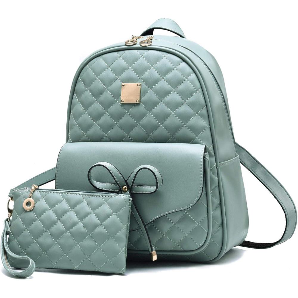 imageI IHAYNER Mini Backpack for Girls Gift Backpack Purse for Teen Girls Mini Backpack Travel Bag Bookbag Purse for Women 2PCSGreen