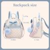I IHAYNER Cute Little Backpack Purse with Bow Mini Backpack for Girls Teen Vegan Leather Pom Backpack Shoulder Bag for Women Pure Pink(Blue)