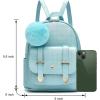 I IHAYNER Girls Fashion Backpack Mini Backpack Purse for Women Teenage Girls Purses PU Leather Pompom Backpack Shoulder Bag(Green)