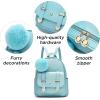 I IHAYNER Girls Fashion Backpack Mini Backpack Purse for Women Teenage Girls Purses PU Leather Pompom Backpack Shoulder Bag(Pearl Blue)