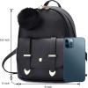 I IHAYNER Girls Fashion Backpack Mini Backpack Purse for Women Teenage Girls Purses PU Leather Pompom Backpack Shoulder Bag(Turquoise)