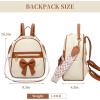 I IHAYNER Girls Mini Backpack Cute Bowknot Leather Backpack for Girls Designer Small Shoulder Bag Fashion Handbag for Women Brown(White)