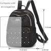 I IHAYNER Mini Backpack for Women Nylon Travel Purse Small Anti Theft Shoulder Bag Casual Lightweight Daypack With Rivets for Ladies Black(Grey)