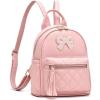 I IHAYNER Girls Bowknot Cute Leather Backpack Mini Backpack Purse for Women Small Bookbag Travel Daypacks with Charm Tassel Purple(Pink)