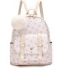 I IHAYNER Girls Fashion Backpack Mini Backpack Purse for Women Teenage Girls Purses PU Leather Pompom Backpack Shoulder Bag(Beige)
