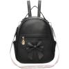 I IHAYNER Girls Mini Backpack Cute Bowknot Leather Backpack for Girls Designer Small Shoulder Bag Fashion Handbag for Women Brown(Pure Black)