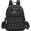 I IHAYNER Mini Backpack for Women Nylon Travel Purse Small Anti Theft Shoulder Bag Casual Lightweight Daypack With Rivets for Ladies Black(Black)