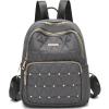 I IHAYNER Mini Backpack for Women Nylon Travel Purse Small Anti Theft Shoulder Bag Casual Lightweight Daypack With Rivets for Ladies Black(Grey)