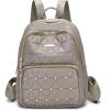 I IHAYNER Mini Backpack for Women Nylon Travel Purse Small Anti Theft Shoulder Bag Casual Lightweight Daypack With Rivets for Ladies Black(Khaki)