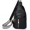 I IHAYNER Small Sling Bag for Women Vegan Leather Fanny Pack Crossbody Bag for Women Casual Daypack for Travel Chest Bag(Black)