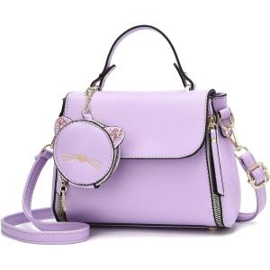 I IHAYNER Fashion Purses and Handbags for Women Top Handle Bag Girls Small Crossbody Shoulder Bag for Ladies with Kitty Purse(Purple)