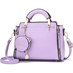 I IHAYNER Fashion Purses and Handbags for Women Top Handle Bag Girls Small Crossbody Shoulder Bag for Ladies with Kitty Purse(Purple-1)