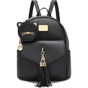 I IHAYNER Girls Fashion Backpack Mini Purse Backpack for Women Small Leather Backpack Purse for Teen Girls with Coin Purse(Black)