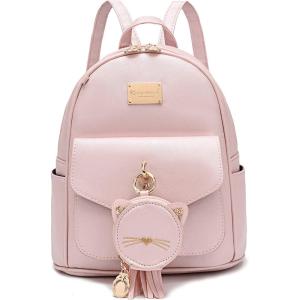 I IHAYNER Girls Fashion Backpack Mini Purse Backpack for Women Small Leather Backpack Purse for Teen Girls with Coin Purse(Gold Pink-2)