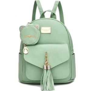 I IHAYNER Girls Fashion Backpack Mini Purse Backpack for Women Small Leather Backpack Purse for Teen Girls with Coin Purse(Green)