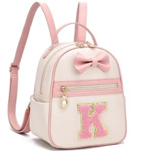 I IHAYNER Girls Initial Bowknot Small Leather Backpack Cute Mini Backpack Personalized Trendy Stuff Gifts for Women Pink-A(Pink-k)