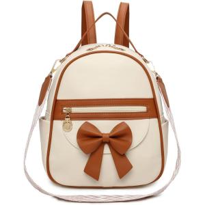 I IHAYNER Girls Mini Backpack Cute Bowknot Leather Backpack for Girls Designer Small Shoulder Bag Fashion Handbag for Women Brown(Brown)