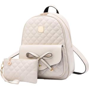 I IHAYNER Mini Backpack for Girls Gift, Backpack Purse for Teen Girls Mini Backpack, Travel Bag Bookbag Purse for Women, 2PCS(Beige)