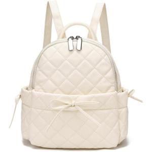 I IHAYNER Mini Backpack for Women Quilted Leather Backpack Bowknot Small Bag for Ladies Travel Purse and Shoulder Bag (Beige)
