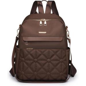 I IHAYNER Nylon Backpack Purse for Women Fashion Multipurpose Handbag Ladies Shoulder Bags Quilted Casual Travel Backpack (Brown)(Brown)