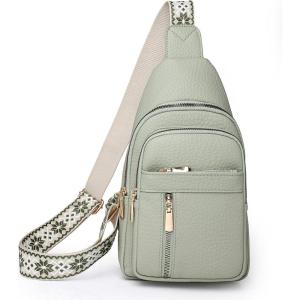 I IHAYNER Small Sling Bag for Women Vegan Leather Fanny Pack Crossbody Bag for Women Casual Daypack for Travel Chest Bag(Green)