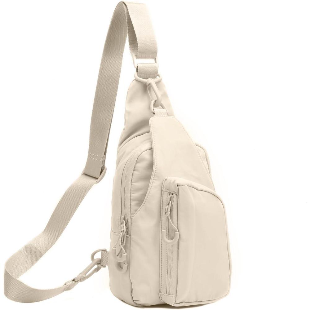 imageI IHAYNER Small Sling Bag for Women Crossbody Bags Fanny Pack Chest Bag for Travel Lightweight Casual Backpack for Hiking IvoryIvory