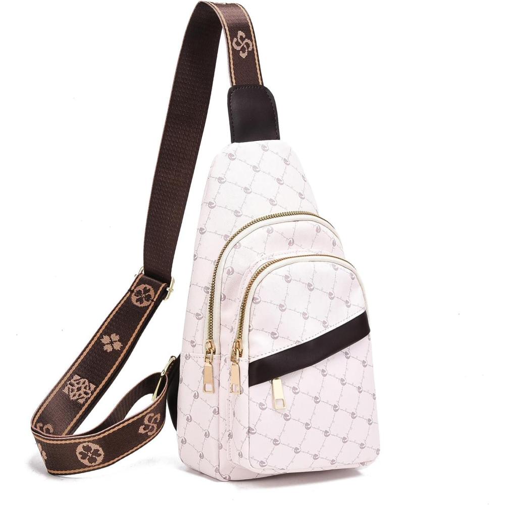 imageI IHAYNER Small Sling Bag for Women Vegan Leather Fanny Pack Fashion Crossbody Belt Bag for Travel Work Beige