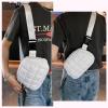 I IHAYNER Quilted Puffer Belt Bag Fanny Waist Packs Small Crossbody Bag with Adjustable Strap for Traveling Hiking White(Pink)