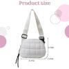 I IHAYNER Quilted Puffer Belt Bag Fanny Waist Packs Small Crossbody Bag with Adjustable Strap for Traveling Hiking White(Purple)