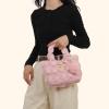 I IHAYNER Quilted Puffer Tote Bag Small Crossbody Shoulder Bag with Zipper Bubble Hobo Handbag Carryall Bag for Women(Pink)