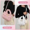 I IHAYNER Quilted Puffer Tote Bag Small Crossbody Shoulder Bag with Zipper Bubble Hobo Handbag Carryall Bag for Women(White)