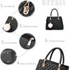I IHAYNER Womens Leather Handbags Purses Top-handle Totes Satchel Shoulder Bag for Ladies with Pompon(Black)