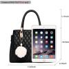 I IHAYNER Womens Leather Handbags Purses Top-handle Totes Satchel Shoulder Bag for Ladies with Pompon(Black)