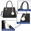 I IHAYNER Womens Leather Handbags Purses Top-handle Totes Satchel Shoulder Bag for Ladies with Pompon(Large Black)