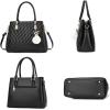 I IHAYNER Womens Leather Handbags Purses Top-handle Totes Satchel Shoulder Bag for Ladies with Pompon(Large White)