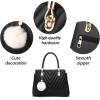 Womens Fashion Leather Handbags Quilted Purses Top-handle Totes Satchel Bag for Ladies Shoulder Bag for Women with Pompom(Khaki)