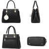 Womens Fashion Leather Handbags Quilted Purses Top-handle Totes Satchel Bag for Ladies Shoulder Bag for Women with Pompom(White)
