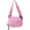 I IHAYNER Quilted Puffer Belt Bag Fanny Waist Packs Small Crossbody Bag with Adjustable Strap for Traveling Hiking White(Pink)